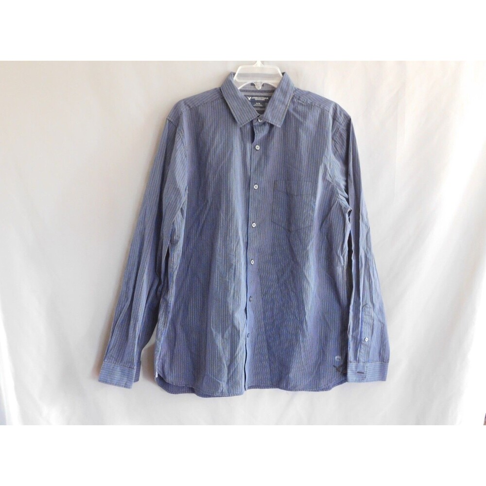 American Eagle Outfitter's Men's Blue Striped Long Sleeve Button Shirt Size XL